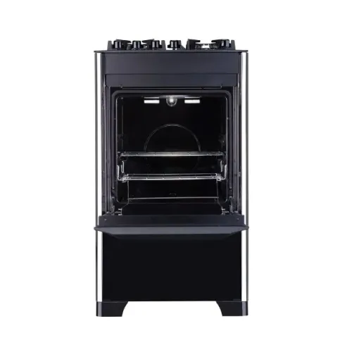 Fogão Dako Magister Glass 4 bocas preto mesa de vidro