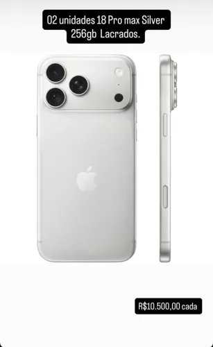 iphone 18 pro max 256 silver novo com garantia