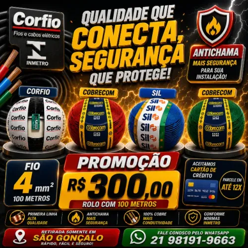 Fio 4 mm R$300 primeira linha antichama 