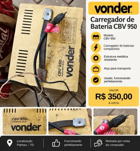 Vende-se carregador de bateria Vonder CBV 950