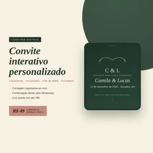 Convite Interativo Digital para Casamento, Aniversário, Chá de Bebê e Formatura
