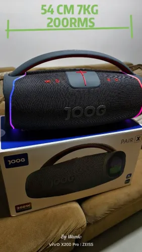 Caixa som Bluetooth Joog 200W Reais, bate mais que boombox 3/4