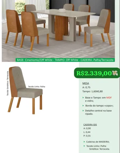 Mesa de Jantar com 6/cadeiras H2828