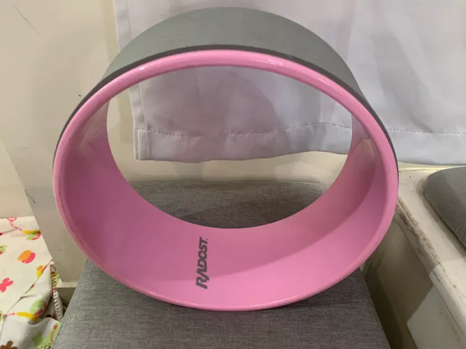 Roda de Yoga Radost Rosa e Cinza - Pilates, Alongamento e Equilíbrio