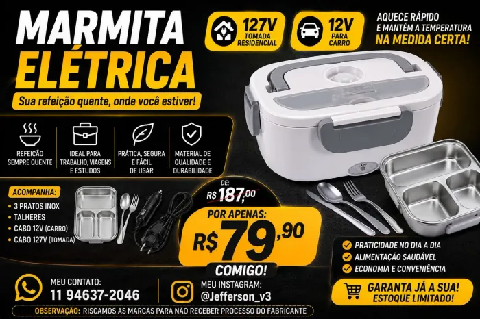 Marmita elétrica 12v e 127v 