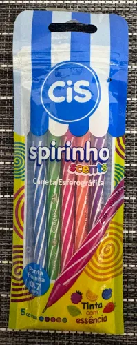 Kit Canetas CIS Spirinho Scents 0.7mm 5 Cores Tinta com Essência