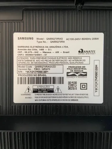 TV Samsung QLED 55" Q70R (QN55Q70RAGXZD) - Com Defeito - Para Reparo ou Retirada de Peças
