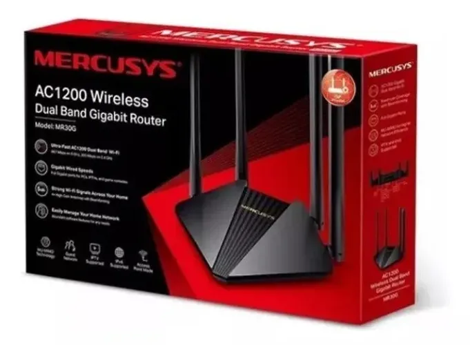 Roteador Dual Band 5Ghz Mercusys Mr30g Ac1200 Gigabit, Novo Garantia.