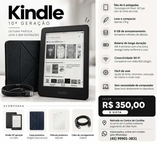 Kindle 10ª geração - R$ 350,00