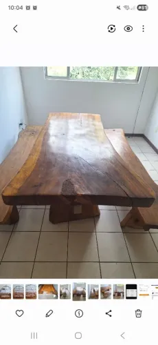 Mesa(198 x 103) com 2 bancos de madeira maciça