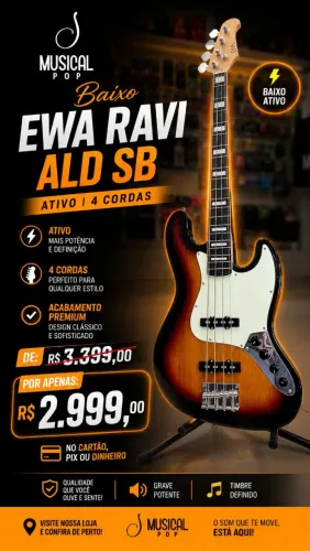 Baixo EWA 4 cordas ativo
