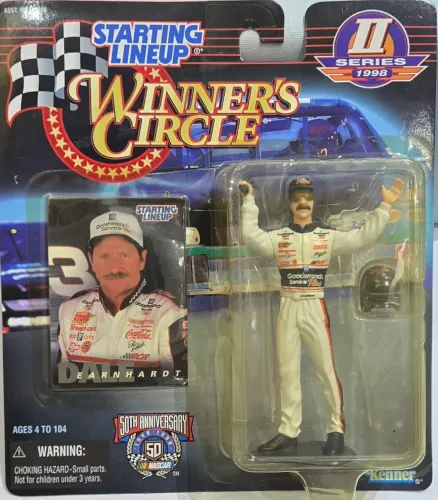 boneco nascar dale earnhardt 1998 hasbro, série starting lineup winner's circle 12cm