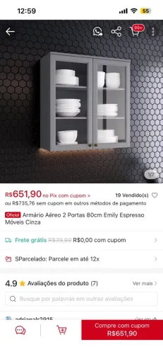 Armario aéreo de cozinha