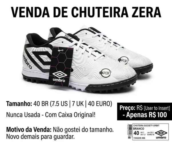 Vende-se Chuteira Umbro Society N40