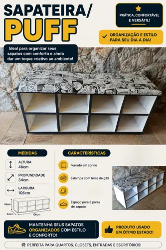 Sapateira com banco estofado