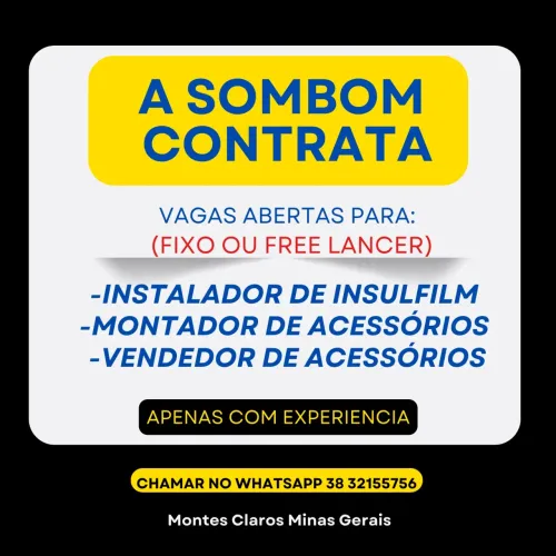 Vaga instalador de som, Insulfilm e vendedor de acessórios automotivos!