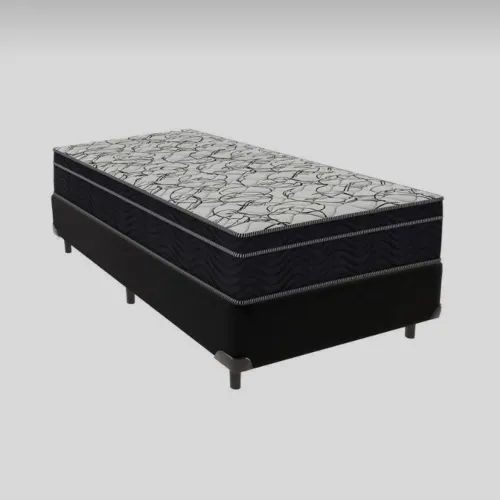Cama Box Ortobom com Colchão Pro Saúde Extra Firme + Base Ortobom preta