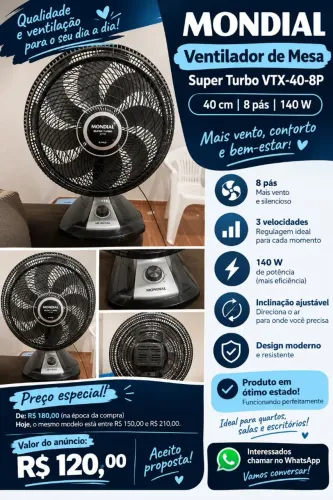 Vendo Ventilador mondial