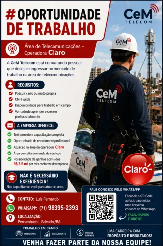 Vaga para Tecnico de Instalação