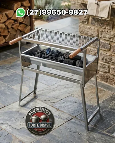 churrasqueira inox portátil a carvão pé dobrável churrasco 