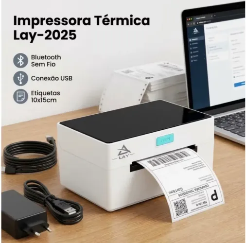 Impressora Térmica De Etiqueta Usb E Bluetooth + Suporte