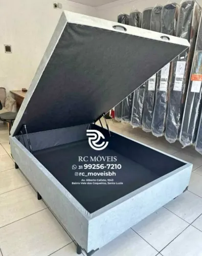 Cama box completa Baú Casal 1.38x1.88 Inteiriço Blindado com Pistão a Gás