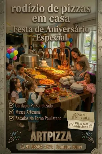 Rodízio de pizzas em casa.