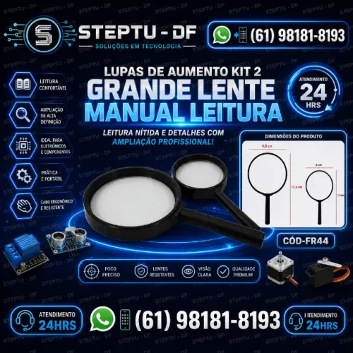 Lupas De Aumento Grande Lente Manual Leitura Kit 2 Unid. Arduino Automação COD-FR44