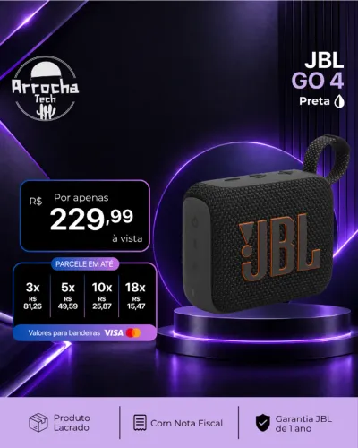 JBL - Caixa de Som GO 4 Preta - Lacrado - Com NF - Garantia JBL de 1 ano