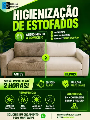 Higienização de sofá cama, estofados, colchão BH e regiões metropolitanas 
