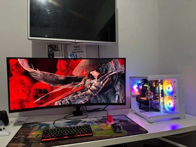Pc gamer completo novo e garantia - r5 5500 + rx 5500 + monitor 24 + kit completo