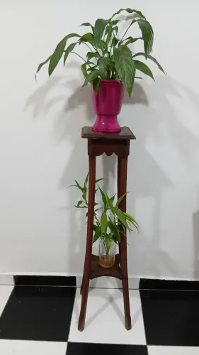 Pedestal Coluna em Madeira Maciça para Plantas e Decoração