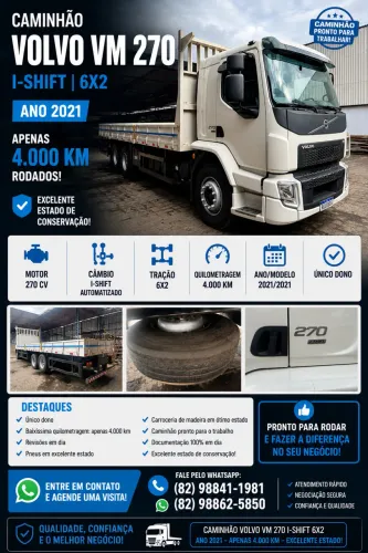 . Volvo VM 270 Ano 2021 - Estado de Zero, Só 4 Mil Km