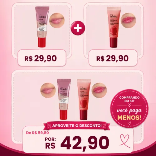 Kit Tododia Balm Labial (maçã caramelada e baunilha + amora vermelha e jabuticaba)