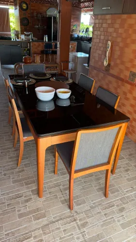 Conjunto Sala de Jantar Mira Kappesberg em Madeira Maciça com 8 Cadeiras Boucle Chumbo