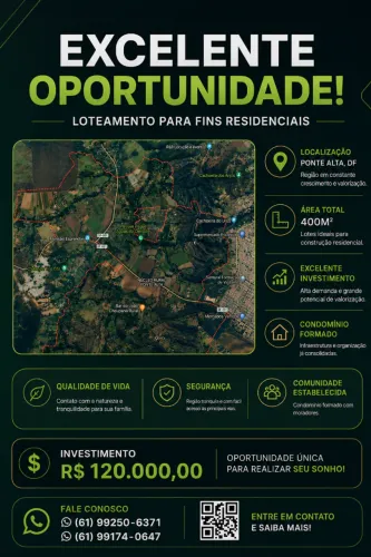 Lote 400m² em Condomínio Formado | Ponte Alta - DF