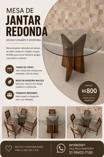 Mesa de Jantar Redonda (Design elegante e atemporal)