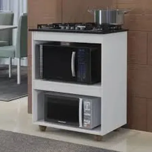 Balcão para CookTop 4 ou 5 Bocas Turim Branco Kaiki - Entrega Rápida! 