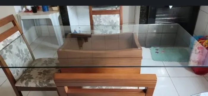 Mesa tampo de vidro