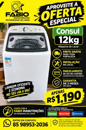 máquina de lavar Consul 12kg + frete grátis para fortaleza em 12x no cartão + garantai
