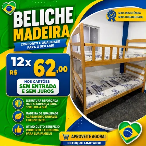 Beliche Madeira 12X R$ 62,00 Novo Incluso Entrega e Montagem Grátis