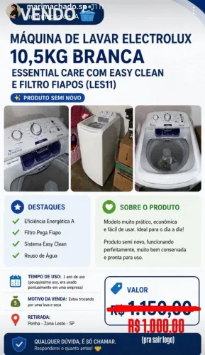 Máquina de lavar semi nova