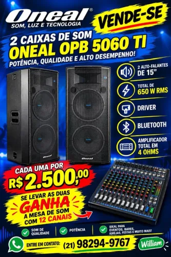 CAIXAS DE SOM "ONEAL OPB 5060 TI"