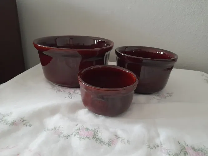 Conjunto novo de 3 tigelas combucas de cerâmica