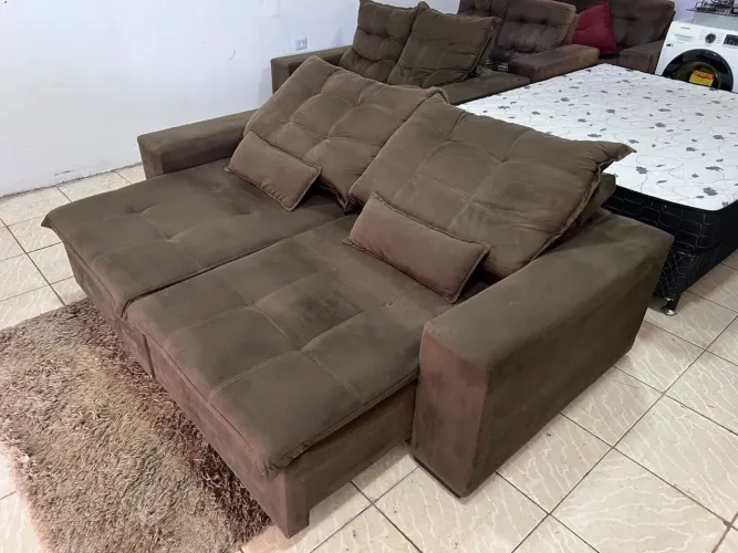 Sofá Retrátil e Reclinável Excelente Estado Com Almofadas 2.20 por 1.45 aberto - Entrego