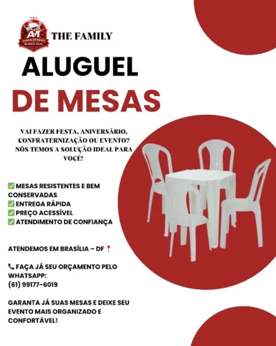 Aluguel de mesas/cadeiras para eventos 