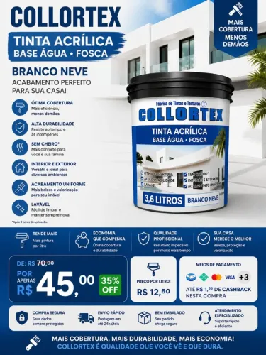 Tinta Acrilica Collortex Branca Neve 3,6LT