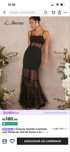 vestido tule poa preto M