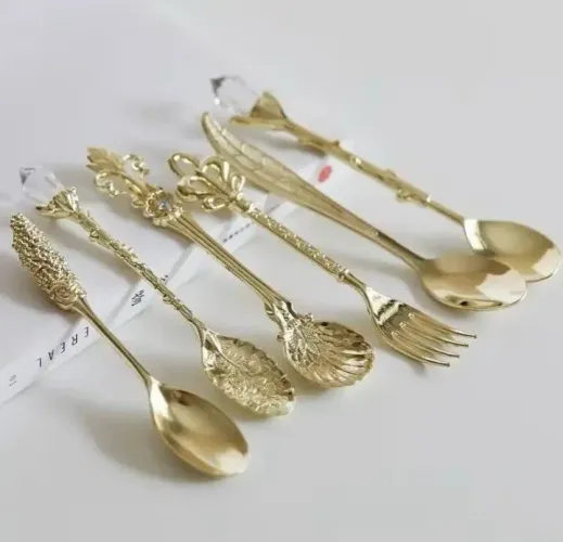 Colher de Chá/Café Inox Dourado Luxo