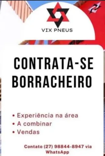 Vaga para borracharia na loja de rodas 